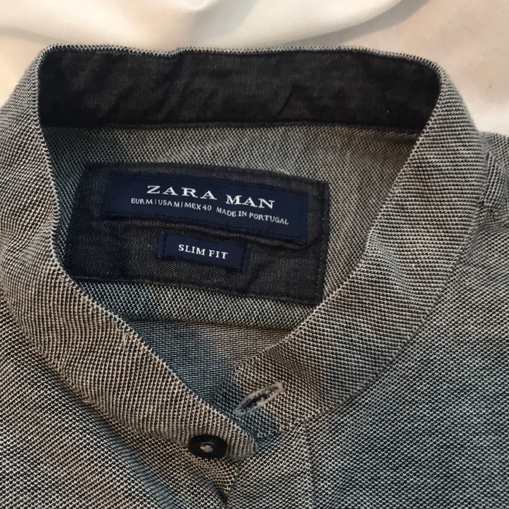 Zara Man Collarless Button Up shirt